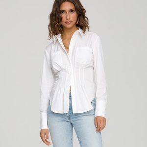 Good American Dart Waist Button Up